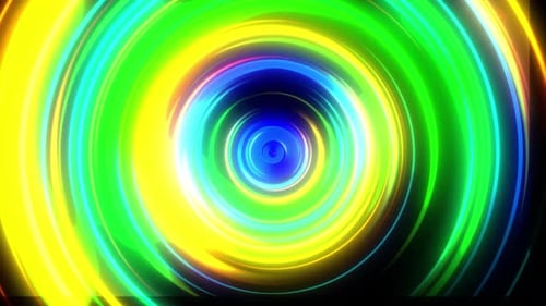 Vibrant Neon Tunnel Loop Animation with Concentric Circles