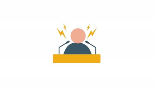 4k Powerful Speaker. Press Conference Icon Animation Video