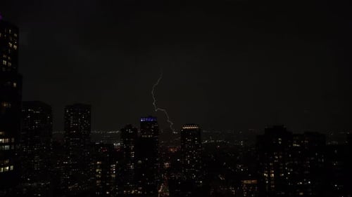 Enjoy the Dramatic Lightning Striking Over a City at Night a Powerful Display of Natures Energy