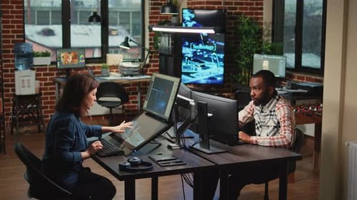 Une équipe diversifiée d'ingénieurs travaillant avec l'intelligence artificielle