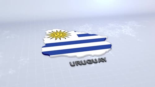 3D Animated Map of Uruguay Flag and Name Reveal