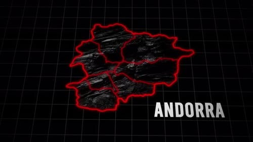 Andorra Map Outline with Regions and Glowing Neon Grid
