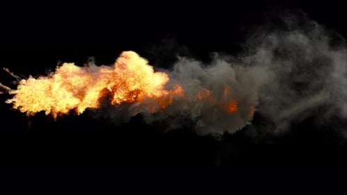 Nahtlose Schleife mit feuriger Ölflamme, dichter Rauch