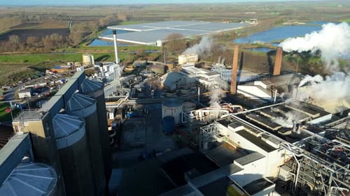 Aerial view of the sugar factory, United Kingdom.