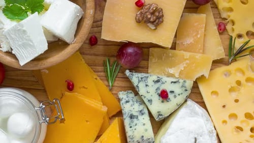 Cheese Board with Fresh Cheeses and Garnishes