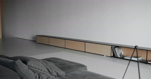 Modern Interior with Couch and Minimalist Shelving