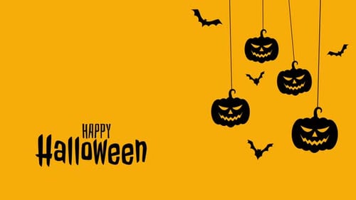 Happy Halloween Title Animation with Spooky Pumpkins and Bats
