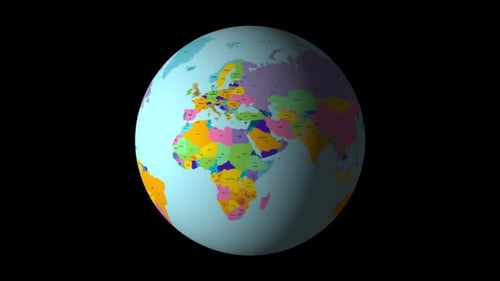 Earth Globus Map Rotating On Alpha Channel