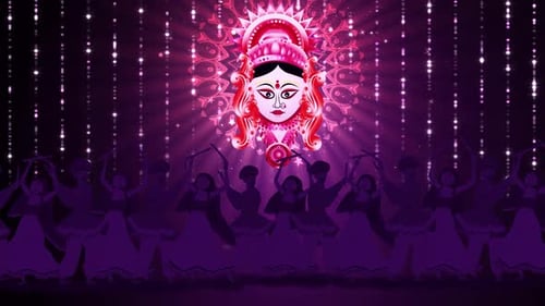 Dancing Celebration with Glowing Goddess and Sparkling Lights