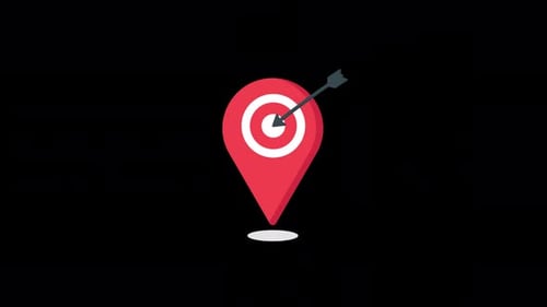 Location Pin with Target Arrow. Targeted Location Concept Animation Video - Transparent