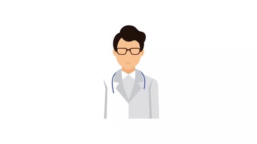 Animated Doctor Icon Reveal in Flat Design Style