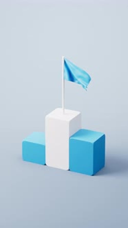 Competition rankings podium steps with flag on it