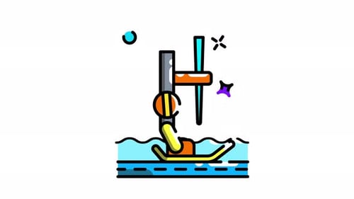Animated Flat Design Swimming Athlete Icon