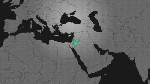 Global Map Zoom to Jordan with Locator Pin