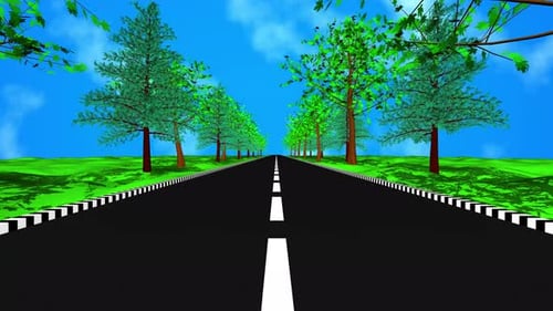 Road Background with Trees