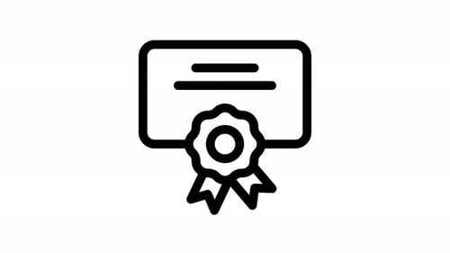 Animated Line Icon of Education Certificate with Award Seal