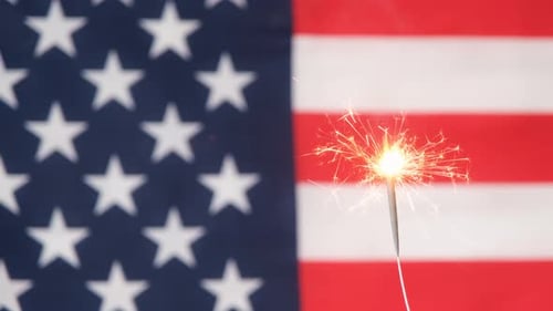 Sparkling Celebration with American Flag Background