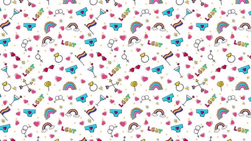 Colorful Pride Doodles Animated Seamless Pattern