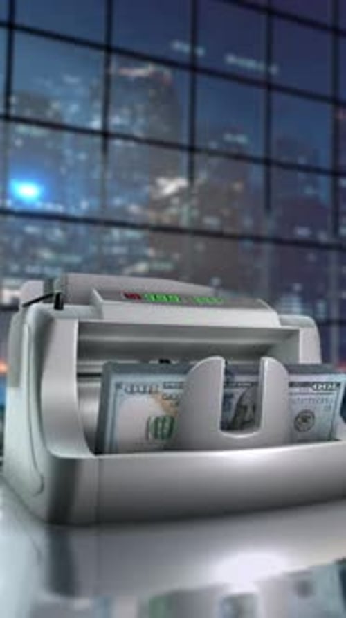 Money Counting Machine Business Financial Environment Loop Vertical