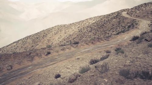 Winding Mountain Road Through the Rocky Terrain of the Pamir in Tajikistan