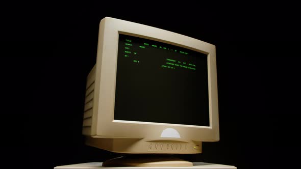 Retro Pc with Loading Code Console Programmer Making Scripts Green ...