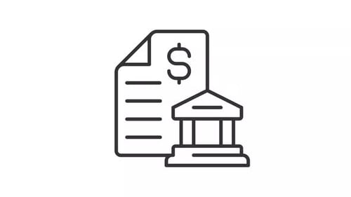 Animated Line Icon of Financial Document and Bank