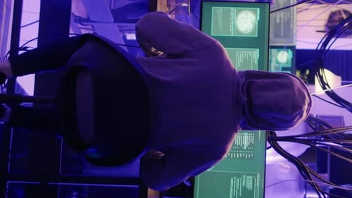 Vertical Video Diverse Team of People Running From Police Lights in Office