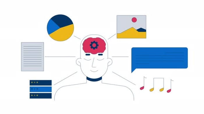 Animated Brain Interface Processing Information and Data Flow, Elements ...
