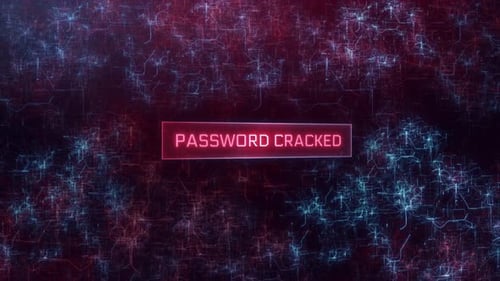 Conceito de quebra de senha sobre fundo escuro de redes de computadores - 4K