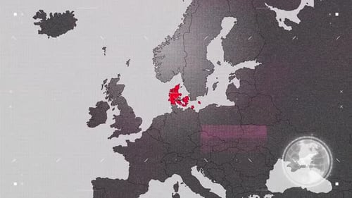 Danemark Map Red And Gray With Effects