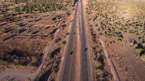 Arizona 89a State Route, Drone Shot of Freeway in Desert Landscape Near Sedona USA
