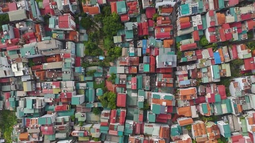 Aerial Top Down View Of Hanoi Vietnam Showcasing Highlighting A Residential Neighborhood