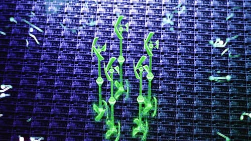 Green Wind Turbines on Digital Background