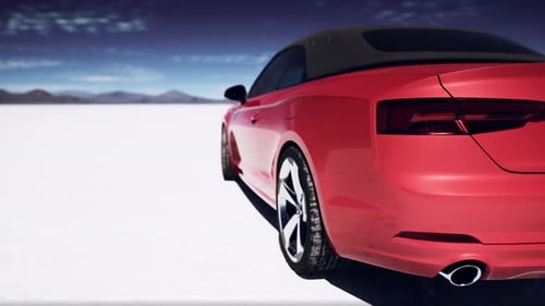 Close Up Detail of Sport Car in Salt Desert