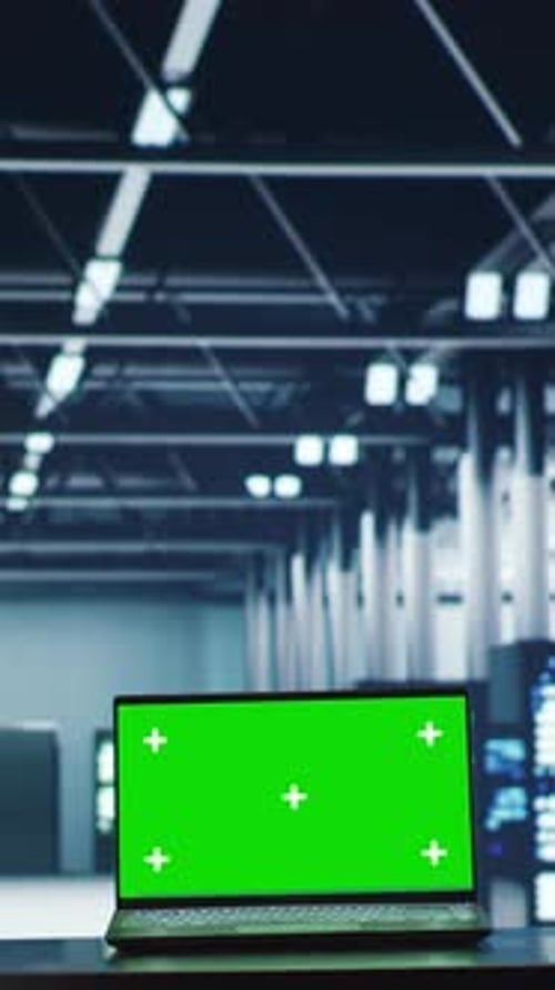 Vertical Chroma Key Laptop Server Crosschecking