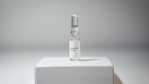 Testosterone Ampule on Display for Healthcare