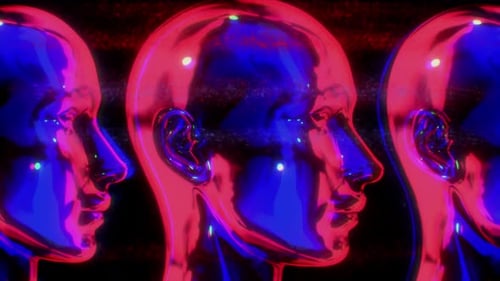 Abstract Glitch Human Head Loop Background