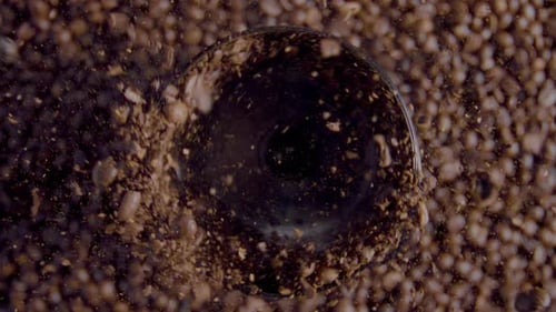 Rotating Coffee Beans Grinding Close Up