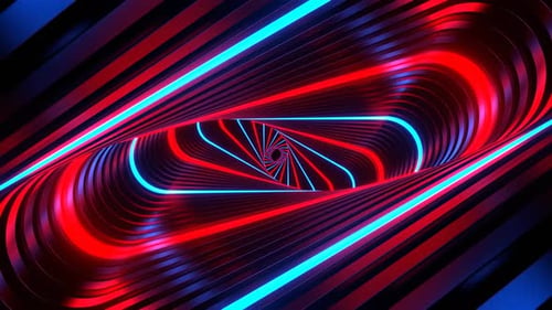 Red And Blue Neon Movement In Spiral Ellipse Tunnel Background Vj Loop In 4K