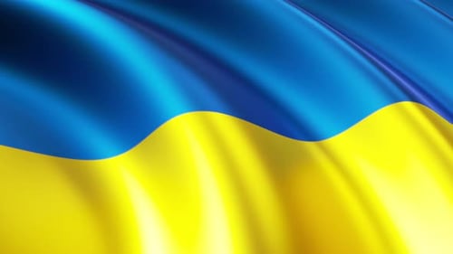 Smooth Waving Blue and Yellow Ukrainian Flag Background Animation