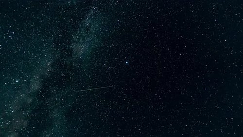 Beautiful Night Sky Time Lapse with Milky Way Galaxy on Dark Sky. Starry Night Background