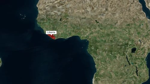 Animated Satellite Map Zooming and Highlighting Liberia