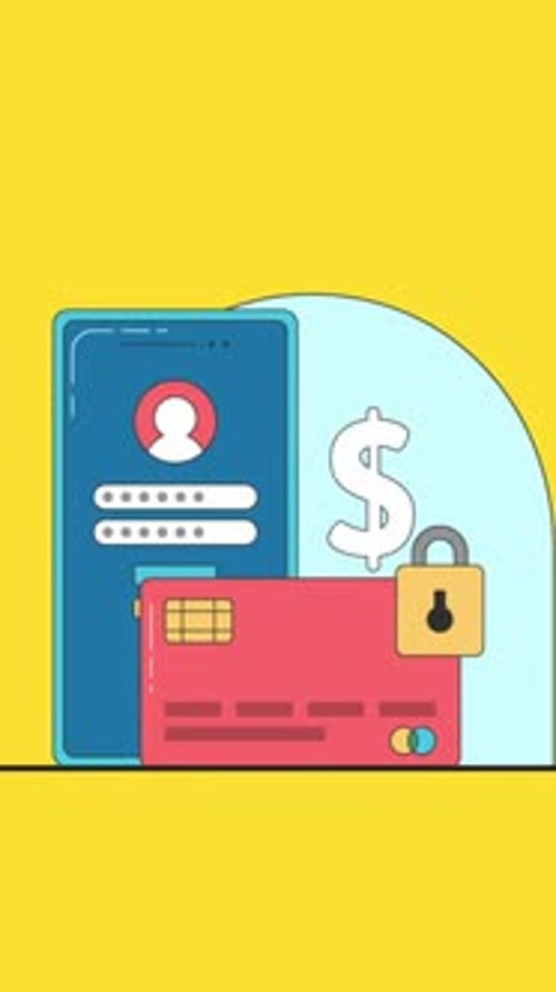 Bank Finance Elements Fallende Erkläranimation, vertikal