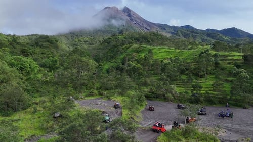 Aerial View of Mount Merapi and Surrounding Countryside