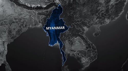 Myanmar-Karte Blaue Farbe 4K