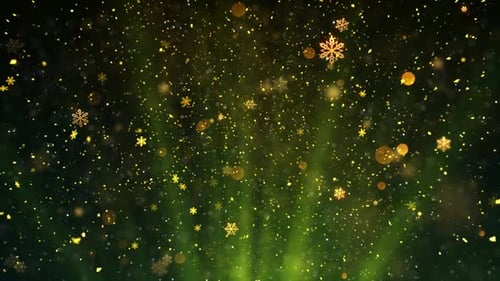 Elegant Golden Snowflakes and Bokeh Particles Background