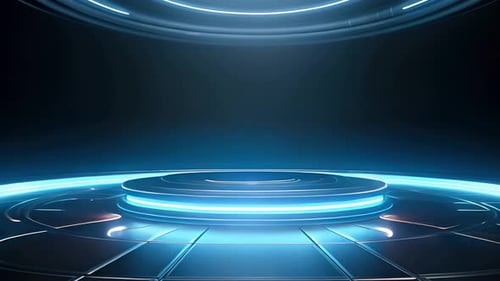 Futuristic Blue Neon Glowing Stage Loop Background