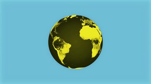 Der digitale Globus dreht sich. Animation des Erdplaneten vom Weltraum aus gesehen. 1629