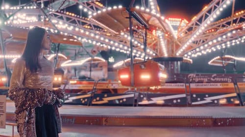 Beautiful Model in a Amusement Park
