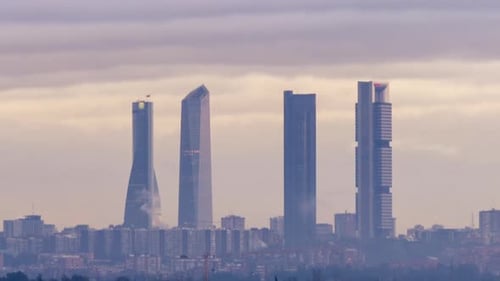Skyline of Madrid with beautiful clouds in the background.
